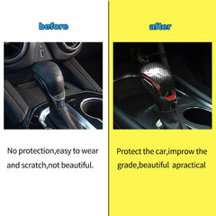 HNLUY gear shift knob cover installation in car demonstrates easy paste method