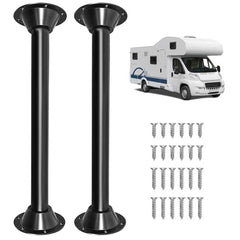 Hobuska 29in RV table leg close-up showing sturdy aluminum construction for travel stability.