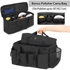 HODRANT detailing bag large main compartment holds buffers, towels, and detail bottles.