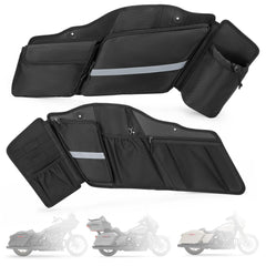 HODRANT saddlebag organizer left view shows organized compartments for quick ride-side access.