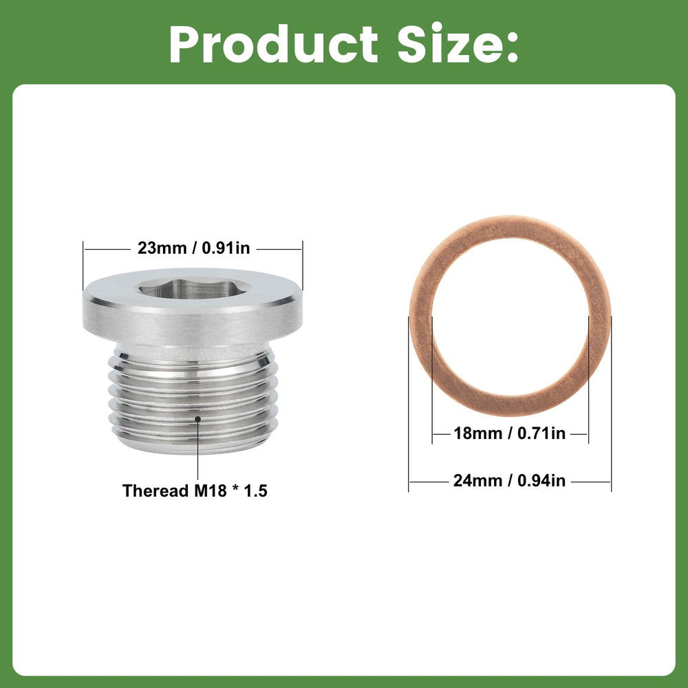 HOHNNYREET O2 sensor plug 304 stainless steel with copper O-ring boosts sealing performance.
