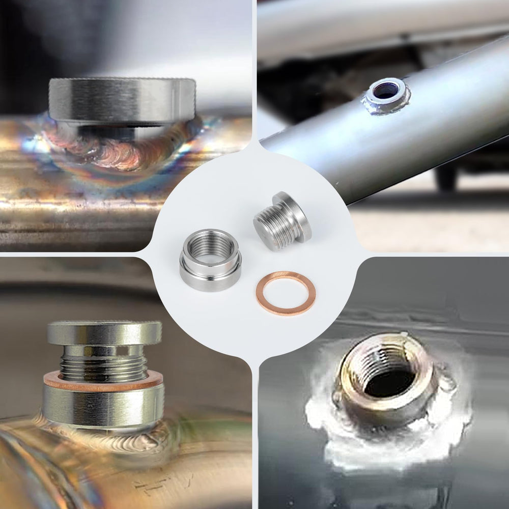 HOHNNYREET O2 sensor bung compatibility for automotive and motorcycle applications.