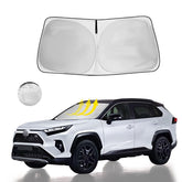 HOHUIGO windshield sun shade on Toyota RAV4 front window deployed blocks UV rays