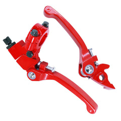 HOLATO folding clutch lever red side view, smooth modulation for quick stopping.