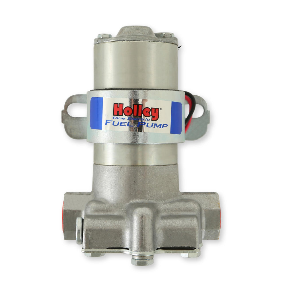 Holley billet motor housing with polished finish enhances look and efficiency.
