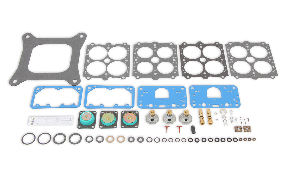 Close-up of Holley Renew Kit contents showing extra tuning parts.