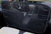 HÖLM windscreen deflector demonstrates backseat compatibility for multiple convertibles.