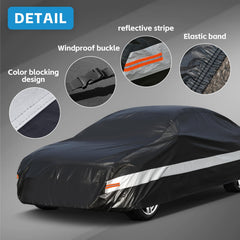 Holthly car cover with three windproof belts ensuring secure fit in windy conditions.