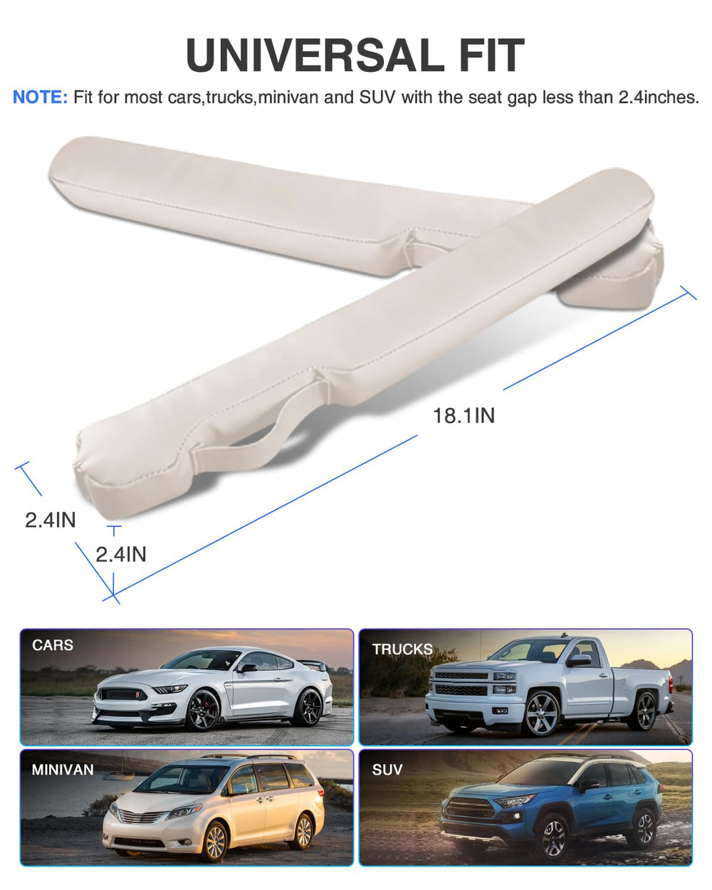 Homaupt Leather Seat Gap Filler beige in car installation demonstration