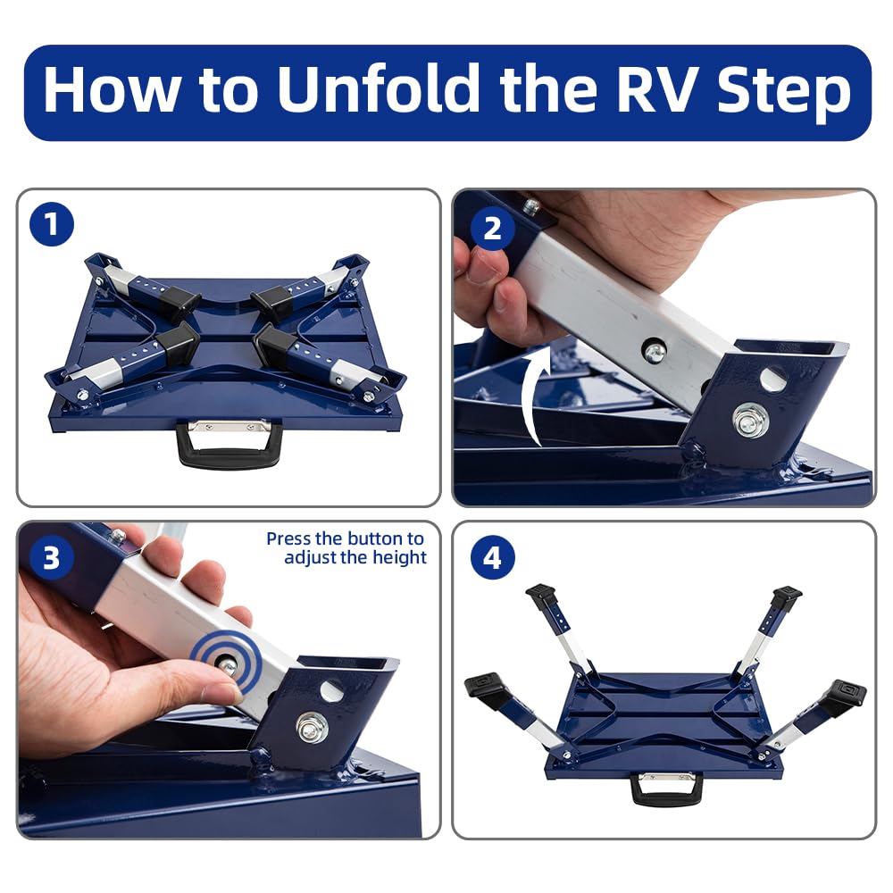 Homeon Wheels heavy-duty support up to 1000 lbs for sturdy RV entry.