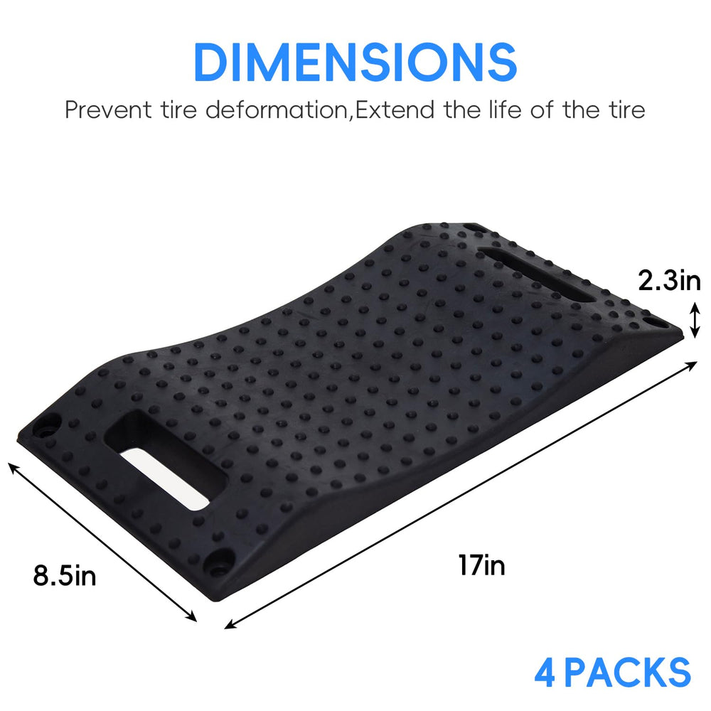 Homeon Wheels Tire Saver Ramps feature eight anti-slip pads to prevent movement on smooth floors.