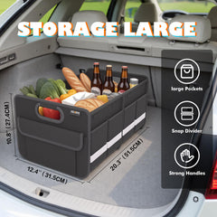 Homeve trunk organizer two compartments keep groceries organized.