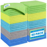 HOMEXCEL 50-pack microfiber cloths for deep absorption and lint-free cleaning