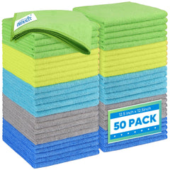 HOMEXCEL 50-pack microfiber cloths for deep absorption and lint-free cleaning