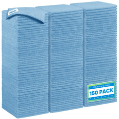 HOMEXCEL blue microfiber cloth 150-pack for fast car cleaning and absorption.