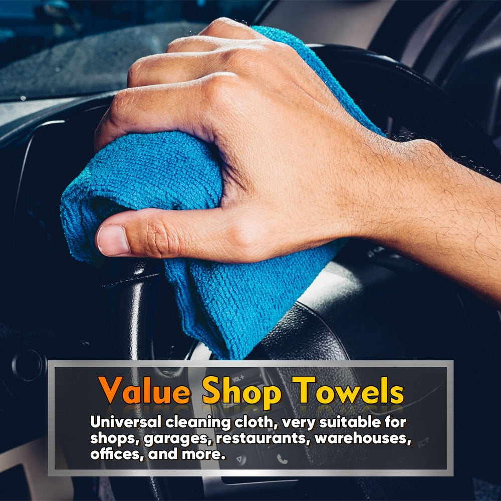 HOMEXCEL blue microfiber towel provides scratch-free wipe on stainless steel