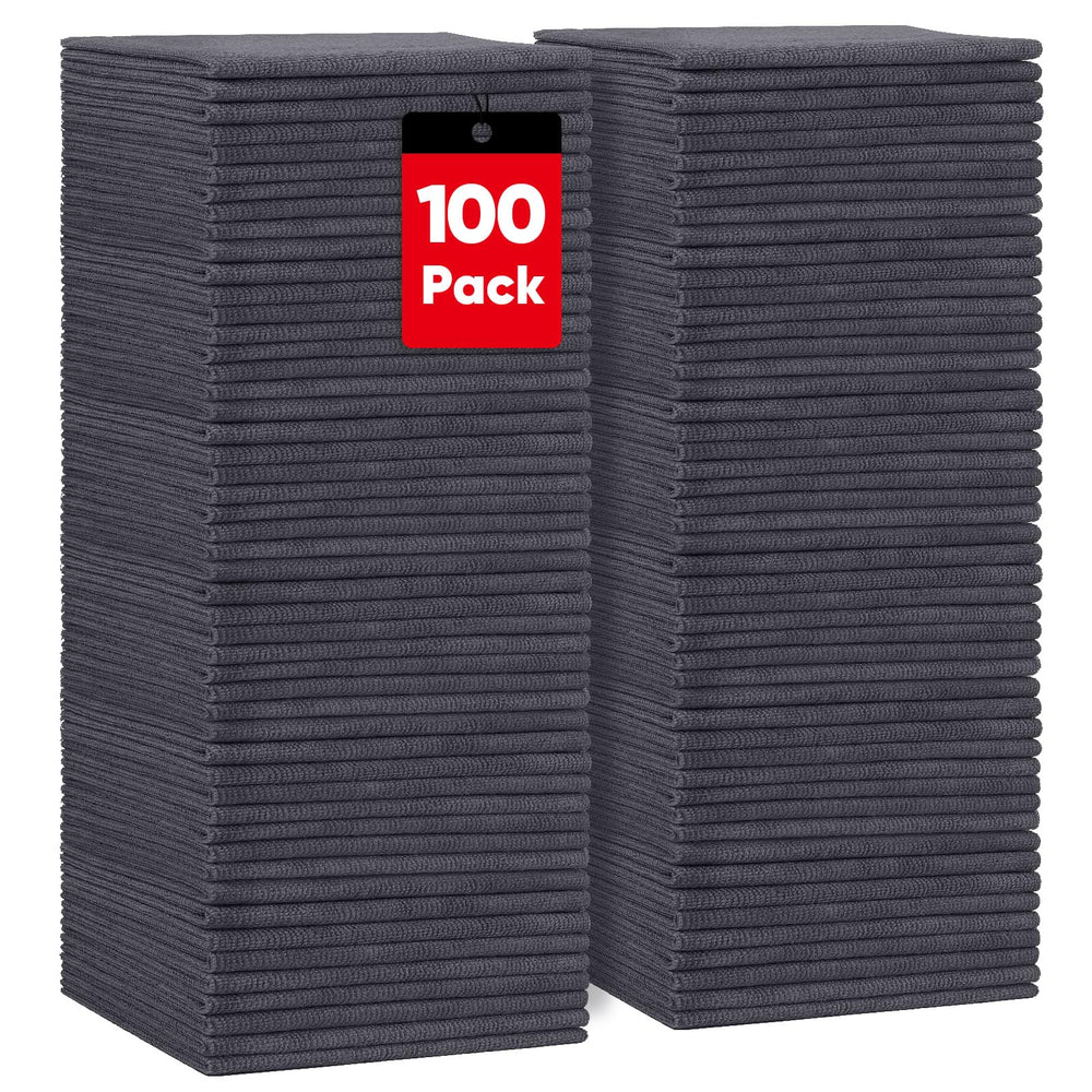 HOMEXCEL Grey microfiber cloths—100-pack for bulk cleaning, lint-free on windows and surfaces.