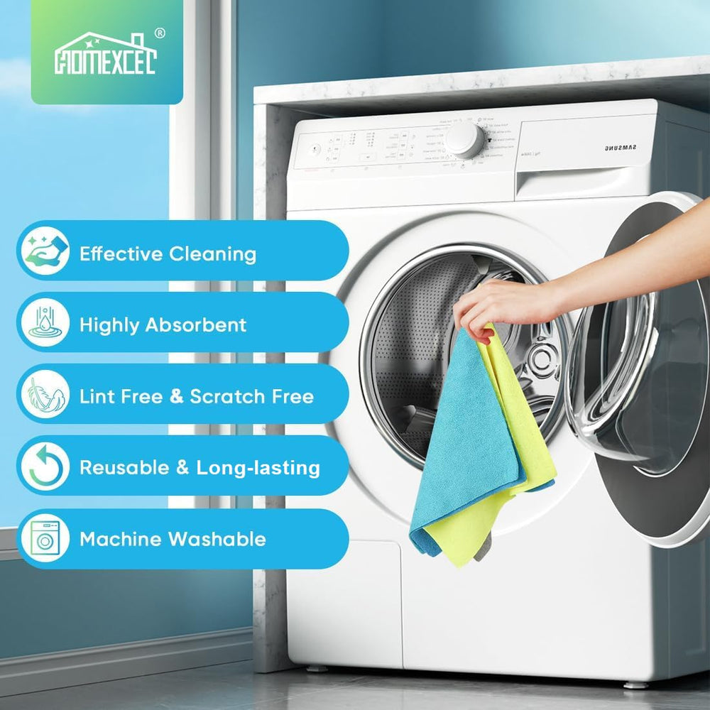 HOMEXCEL colors-multicolor pack microfiber cloths for versatile use.