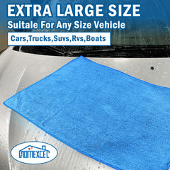 HOMEXCEL drying towel leaves surfaces lint-free and streak-free.