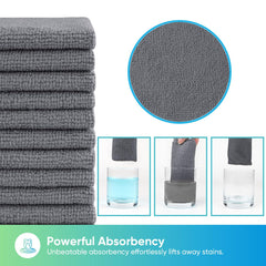HOMEXCEL quick-dry microfiber towels absorb moisture fast, ideal for spills and drying surfaces.