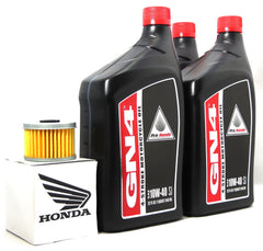 Honda TRX300 oil change kit bottle pour demonstrating easy lubricant administration for smooth engine operation.