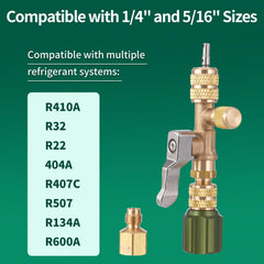 R410A adapter attached for immediate compatibility.