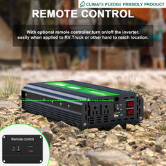 HONOURLIGHT 3000W inverter side ports highlighting dual outlets and USB power.