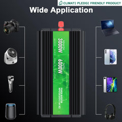 HONOURLIGHT 3000W inverter solar compatibility lets you connect to solar setups.
