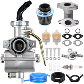 HOOAI PZ20 carburetor side view showing rugged build for versatile quad compatibility.