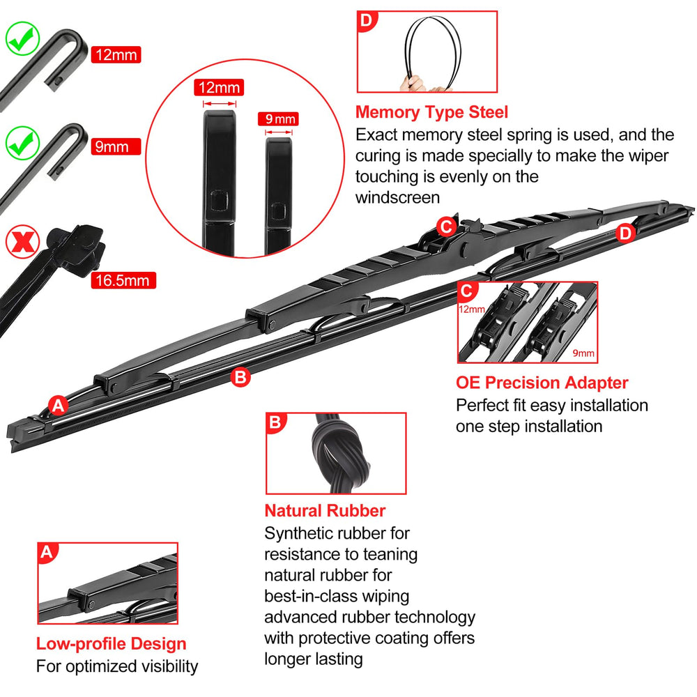 HOOJUKE 32-inch RV wiper with J-hook clip for secure mounting.