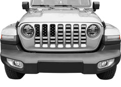 Hooke Road US flag grille insert for Gladiator JT enhances trail-ready look and airflow.