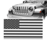 Hooke Road front grill with US flag on Jeep Wrangler JL adds rugged style and grille protection.