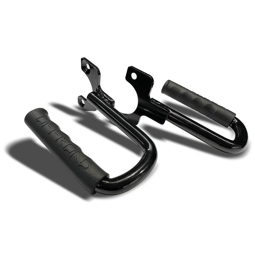 Hooke Road TJ front grab handle in action during off-road entry.
