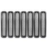 Hooke Road Wrangler grill mesh inserts front view with clip-in fit.