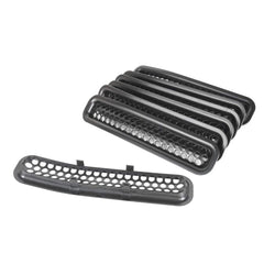Hooke Road grill mesh inserts installed on Jeep TJ front grille.