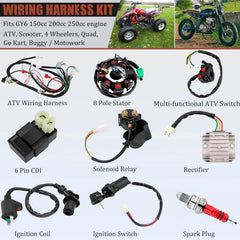 HOOTO wiring harness kit showing eight-pole magneto stator for reliable ignition timing