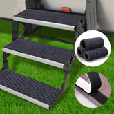 HOPEVIVA RV Step Covers installed on 22-inch steps for safer footing