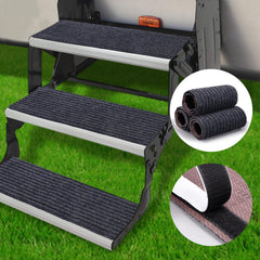 HOPEVIVA RV Step Covers installed on 22-inch steps for safer footing