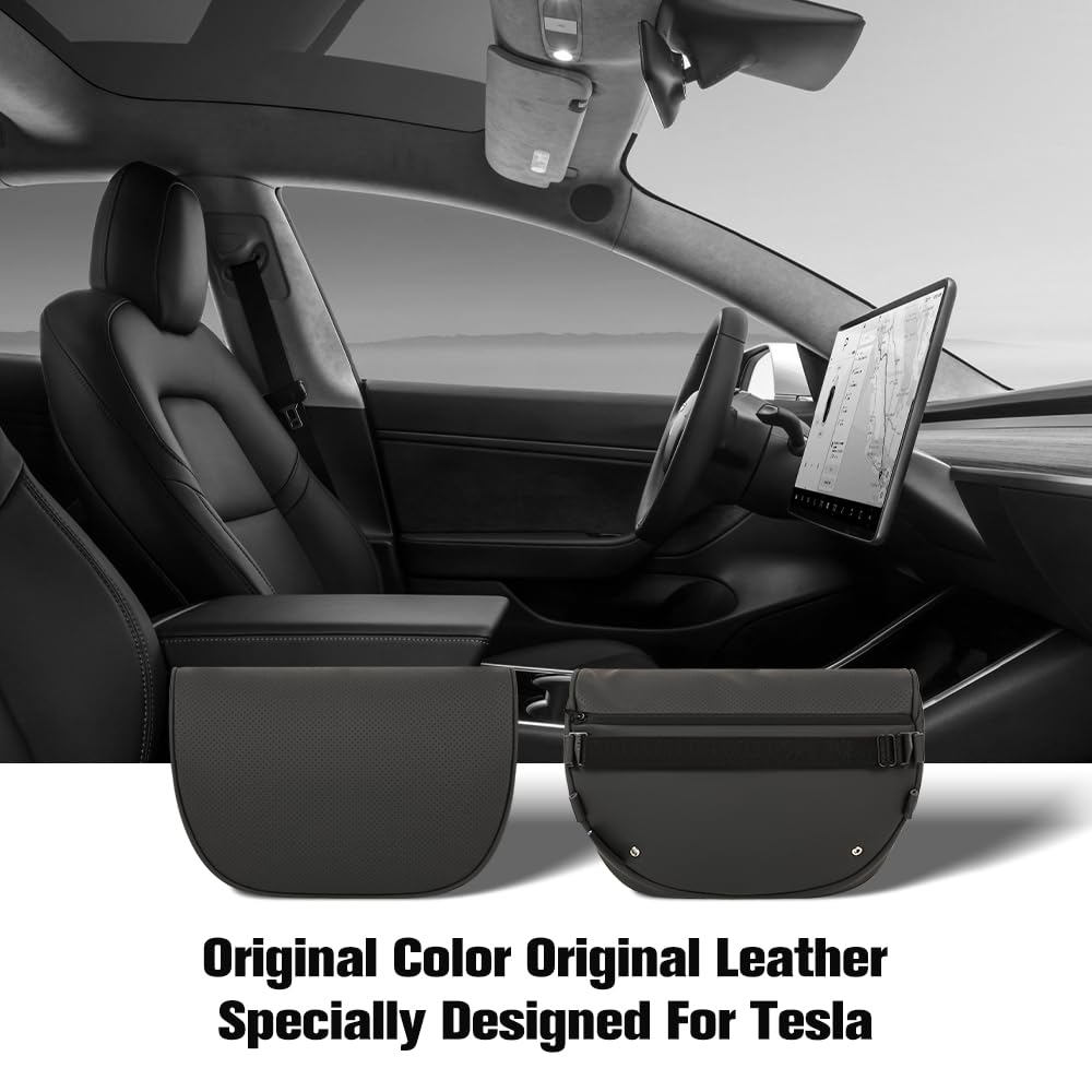HOPON headrest pillow for Tesla Model Y with leather surface offers durable aesthetics.