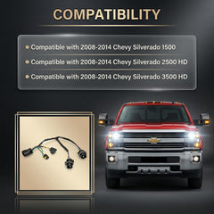 HOPUT installation-ready wiring harness for 2008-2014 Silverado front lights