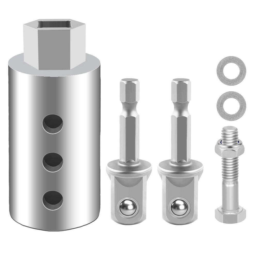 HORTHERO heavy duty trailer jack drill adapter mounted on a 1 inch drive shaft for quick stabilization