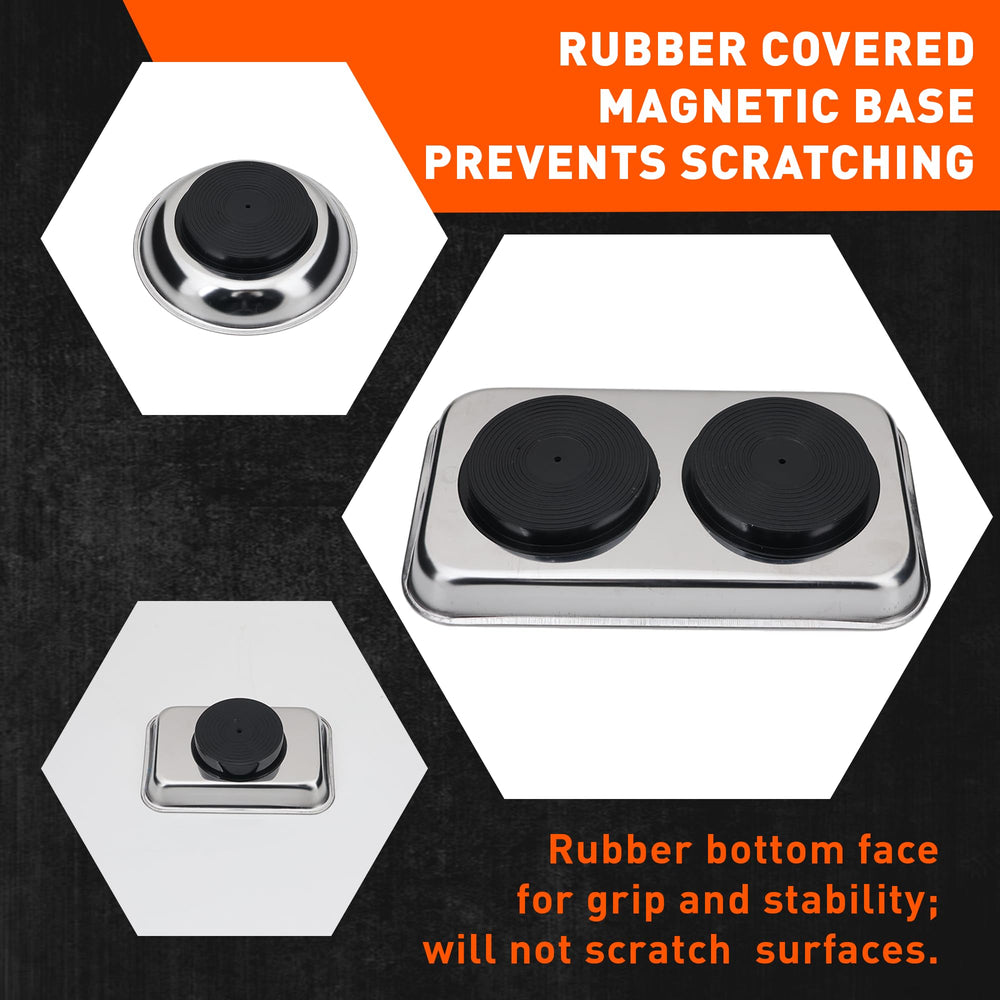 HORUSDY stainless steel trays with soft rubber magnets prevent scratching