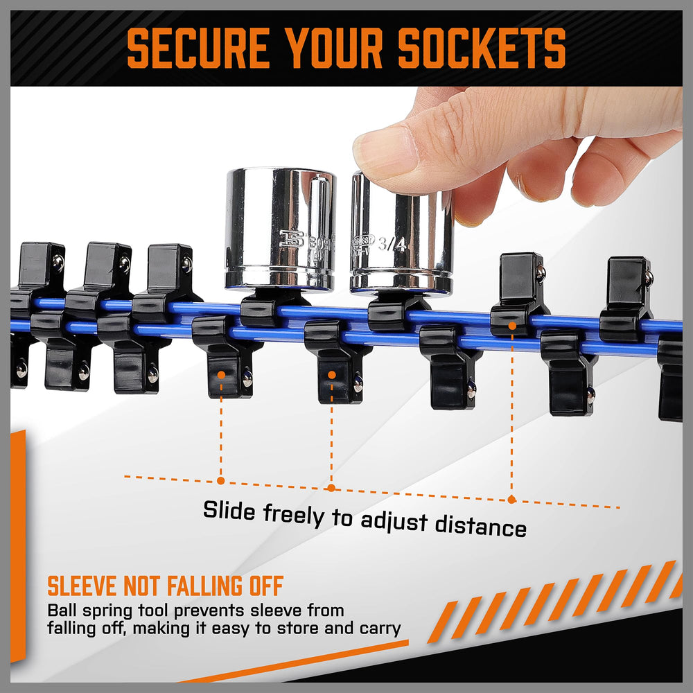 HORUSDY 1/2-inch sockets secured with spring-loaded clips