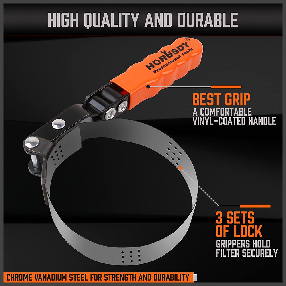 HORUSDY medium oil filter wrench 4 to 4-1/2 inches for standard filters