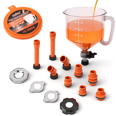 HORUSDY no spill funnel with long extension rod for hard to reach engines