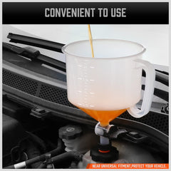 HORUSDY spill free funnel minimizes spills during engine flushing