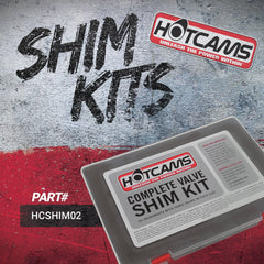 Hot Cams shim kit closeup with laser-etched sizes for quick identification