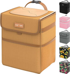 HOTOR car trash can with lid in brown keeps your car clean and leak-free.
