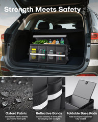 HOTOR trunk organizer with covered-front-pockets stores small items securely during travel
