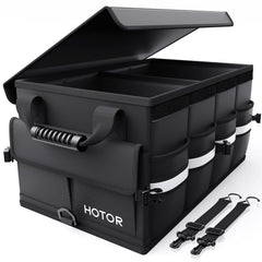 HOTOR car trunk organizer foldable-compact helps keep groceries organized and trunk clutter-free